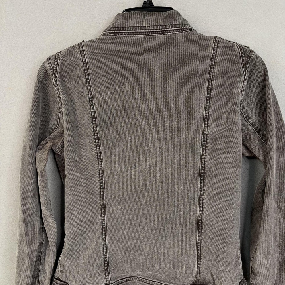 Fox Jacket Womens Medium Gray Full Zip Front Moto Biker Utility Buckle Back - Picture 7 of 14